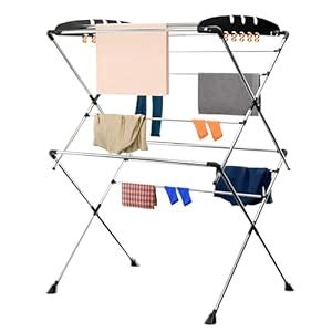 Kuber Industries Stainless Steel 2 Layer Cloth Drying Stand Foldable ...