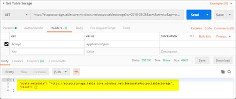 Post REST API Azure DataTables 的图像结果