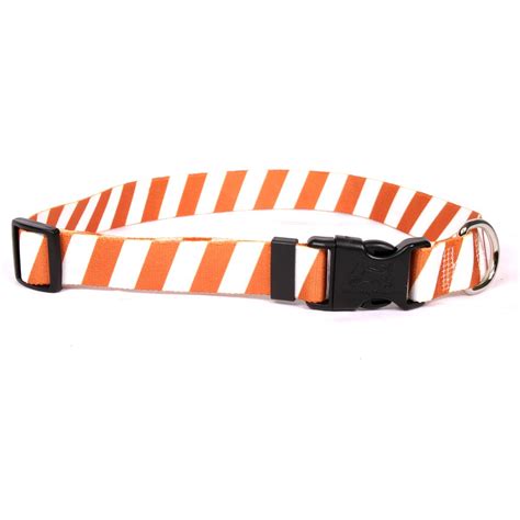 Buy Yellow Dog Design Team Spirit Orange and White Dog Collar with ID ...