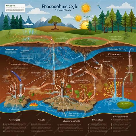 Phosphorus cycle biogeochemical cycle education chart diagram with ...