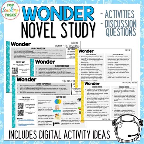 Wonder Novel Study and Discussion Questions - Top Teaching Tasks