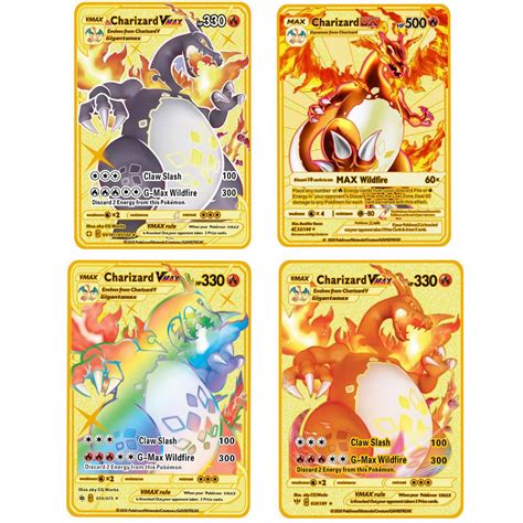 Buy 4Pack Charizard Vmax Metal Gold Plated Card, Charizard Vmax Cards ...