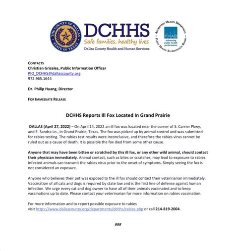 DCHHS Reports Ill Fox Located In Grand Prairie