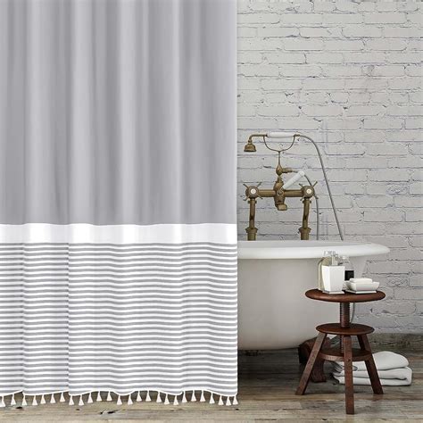 Seasonwood Extra Long Shower Curtains 96 inches Hotel Neutral Fabric ...