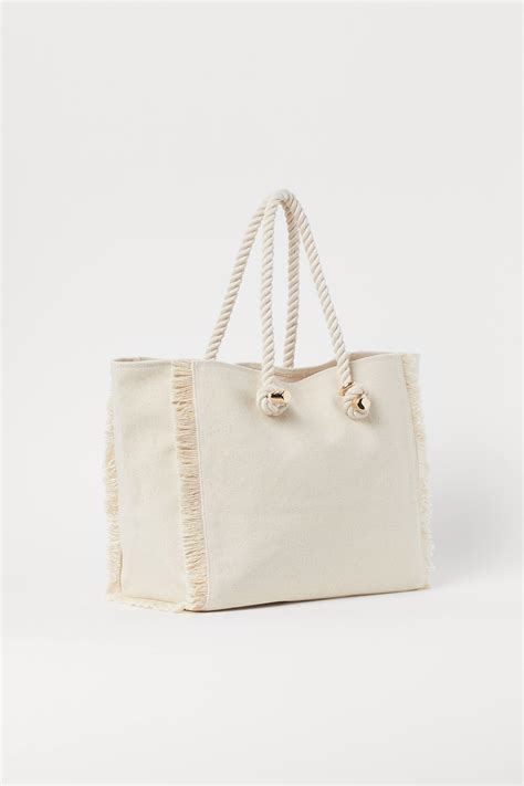 Fringed shopper - Cream - Ladies | H&M IN