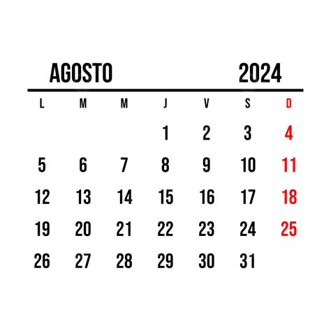 Calendario 2024 Para Imprimir Gratis Agosto Vector Png Dibujos 0a8