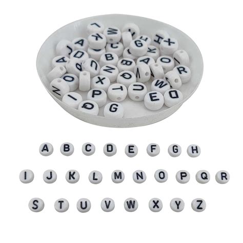 Aumni Crafts A to Z Beads (5 Sets) Acrylic Letters Alphabets White 7x4 ...