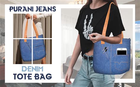 Buy The Purani Jeans Tote bag for women stylish Latest with Zip Ladies ...