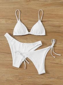 Swim Basics Summer Beach 3packs Triangle Tie Side Thong Bikini Set ...