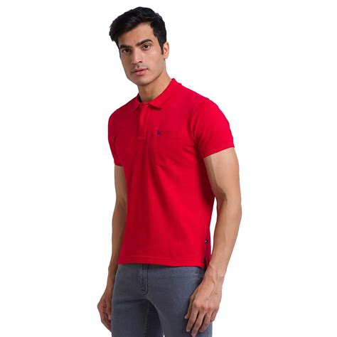 Parx Men Red Regular Fit Solid Polo Neck Collar T-Shirt – MyRaymond