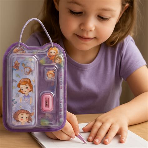 Kids Cartoon Stationery Set | Metal Pencil Box with 2 Pencils, Sharpen ...