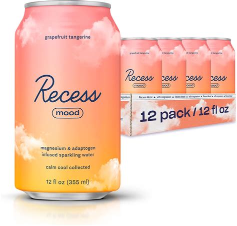 Amazon.com : Recess Mood Magnesium & Adaptogen Drink, Relaxation Beverage, 12 ounce (Grapefruit ...