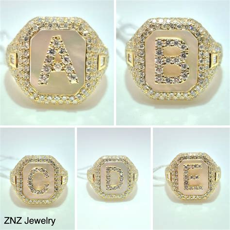Gold Initial Pinky Ring at Clifford Zak blog