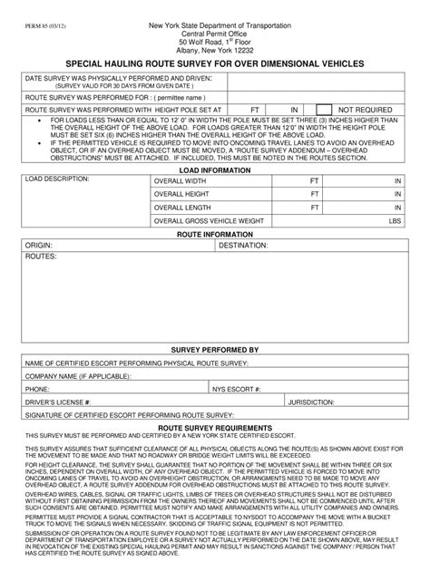 Fillable Online dot ny PERM 85 - New York State Department of ...