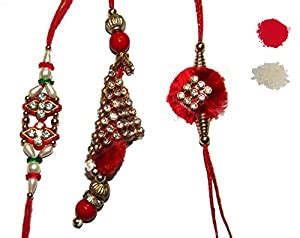 Buy Nky Rakhi Red Silk Thread Rakhi for bhaiya and bhabhi with moli ...