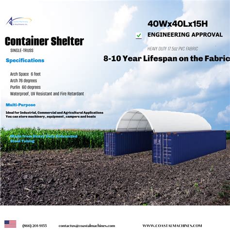 Container Shelter 40 x 40 x 15 with Heavy Duty 17.5oz PVC Cover Double ...
