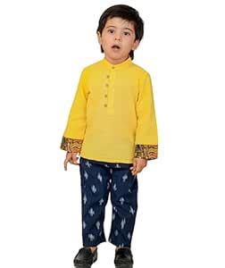 Baby Boys' Clothes Cotton Shirt Pant Set 2-3 Years Yellow Blue Kids ...