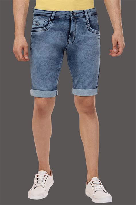 Light Blue Stretchable Denim Shorts