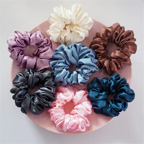 LARGE FLUFFY SATIN SCRUNCHIES DARK SHADES – SAAR BEAUTY