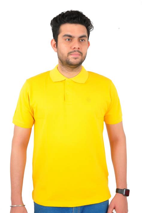 Men's Solid Polo T shirt Yellow – Daniel Shephard