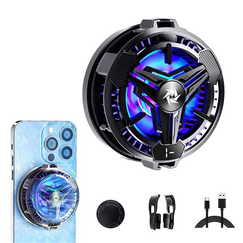 Phone Cooler Gaming Fan, Phone Cooler for Gaming, LED Gaming Mobile ...