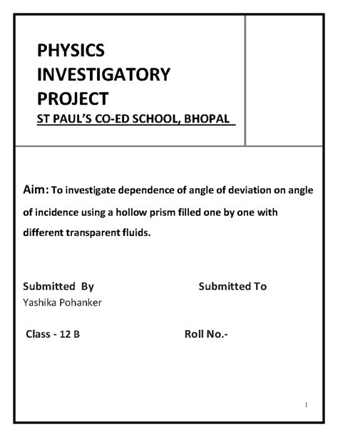 Phy project final - PHYSICS INVESTIGATORY PROJECT ST PAUL’S CO-ED ...