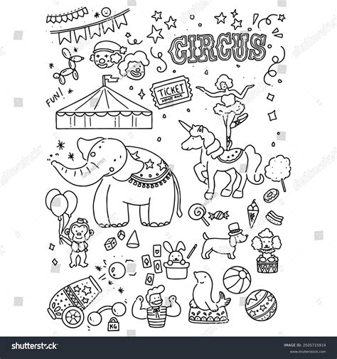 Hand Drawn Circus Show Doodle Circus Stock Vector (Royalty Free ...
