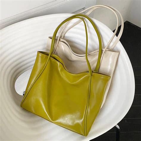 Oilskin Tote Bag Women's Soft PU Leather Shoulder Bag Girl – CRAZE