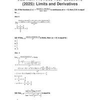 JEE Main Previous Year Questions (2025) Limits and Derivatives - (Maths)