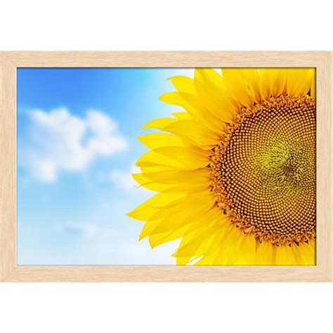ArtzFolio Sunflower & Blue Cloudy Sky | Premium Canvas Painting for ...