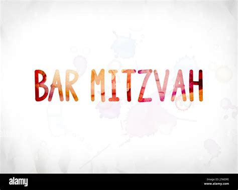 The words Bar Mitzvah concept and theme painted in colorful watercolors ...