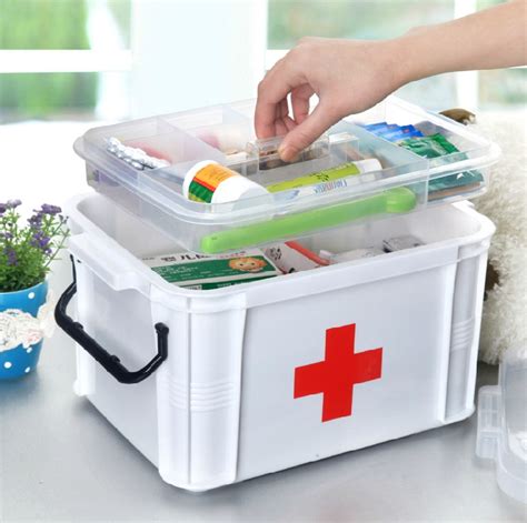 主妇时代 韩版家庭大号医药箱 多层塑料药箱收纳盒 便携急救箱