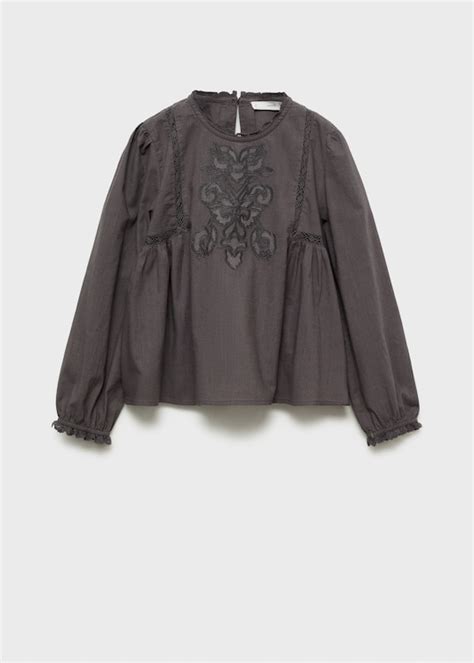 Embroidered details blouse - Kids | MANGO USA