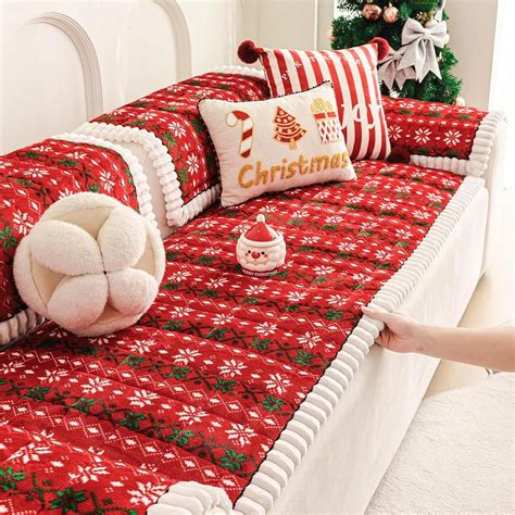 LINGKY Christmas Sofa Covers 1 2 3 4 Seater Non Slip Sofa Slipcovers ...