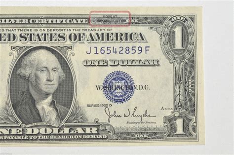 1935 D Us $1 One Dollar Bill Silver Certificate - Vf