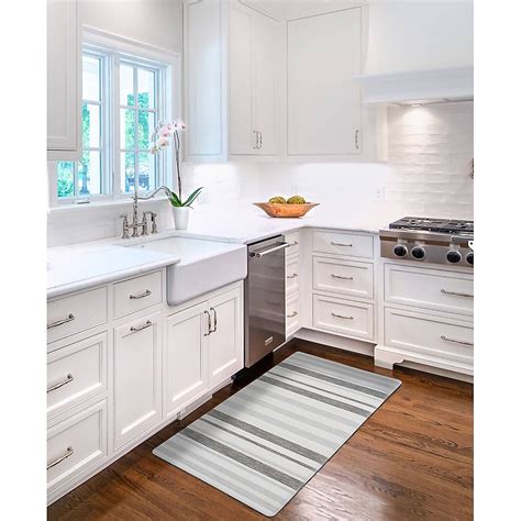 Style Selections 1-2/3-ft x 3-ft Grey Stripe PVC Rectangular Indoor ...