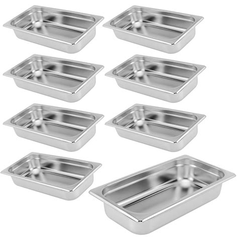 KOHAND 8 Pack Stainless Steel Steam Table Pan, 1/3 Size x 2.5 inch Deep ...