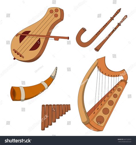 Set Hand Drawn Medieval Musical Instruments Stock Vector (Royalty Free ...