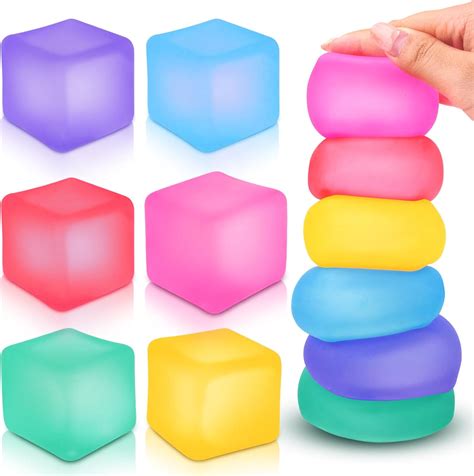 Amazon.com: Stress Cube 6 Pack - Squishy Fidget Toys for Relaxation ...