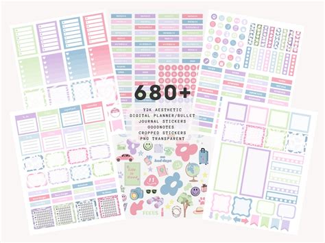 Buy 680 Y2K Aesthetic Digital Stickers for Digital Planners and ...