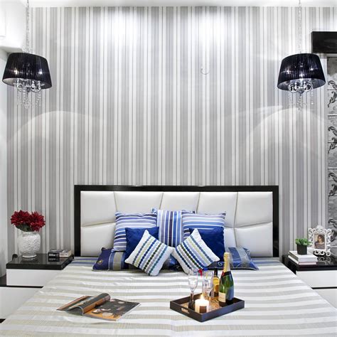 Wallpaper Design With Black And White Stripes | Livspace