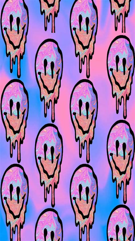 Download Psychedelic_ Dripping_ Smiley_ Faces_ Pattern Wallpaper ...