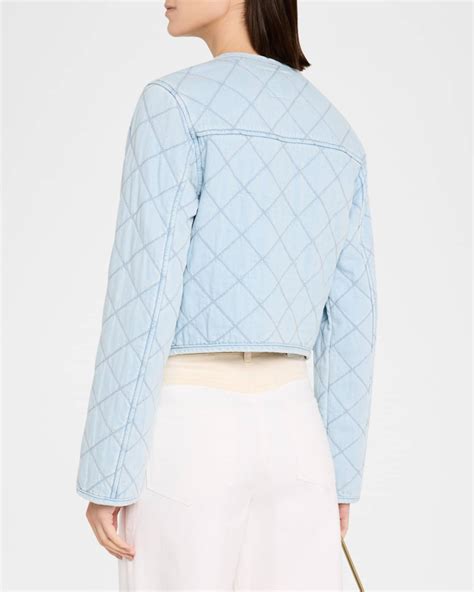 PAIGE Jayla Quilted Crop Denim Jacket | Neiman Marcus