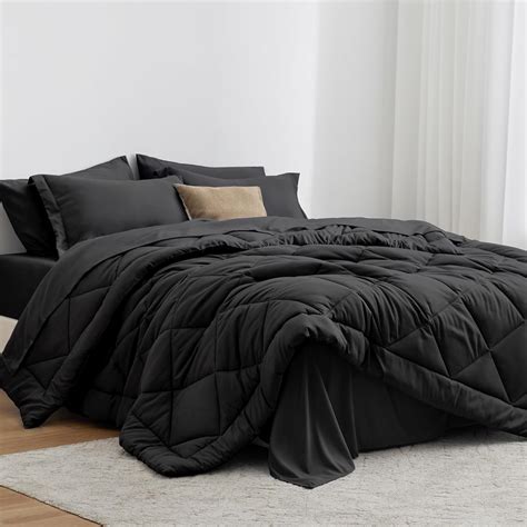 Amazon.com: Love's cabin Queen Comforter Set Black, 7 Pieces Queen Bed ...