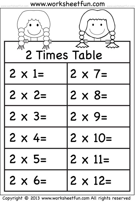Multiplication Times Tables Worksheets - 2, 3, 4, 6, 7, 8, 9, 10 ...