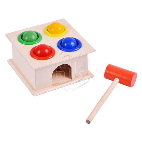 Wooden Hammer Ball Knock Pounding Bench with Box Case | Best Motor and