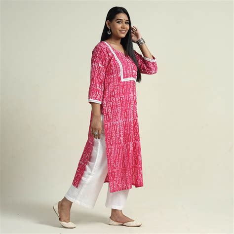 Hand Batik Printed Cotton Kurta with Palazzo Set