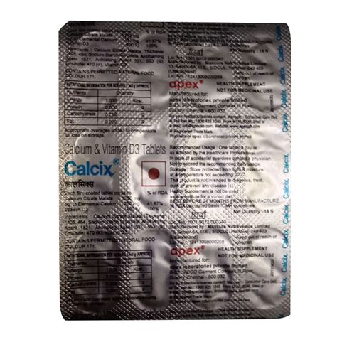 Calcix Tablet 15's Price, Uses, Side Effects, Composition - Apollo Pharmacy
