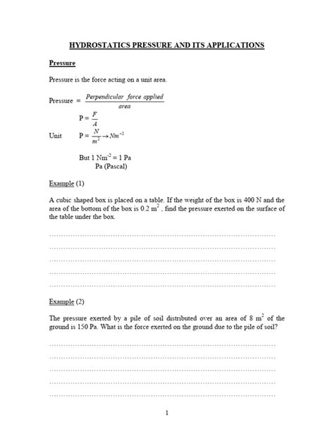 Image result for Hydrostatic Pressure Calculation Example