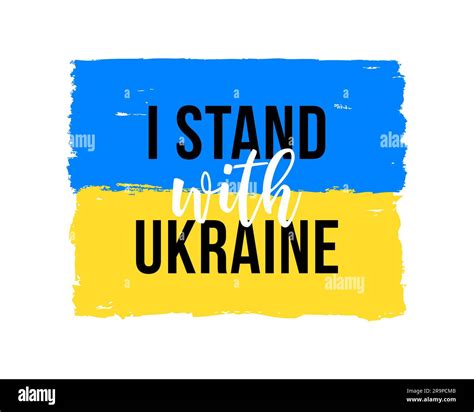 Vector illustration of Blue and Yellow Ukrainian flag with I Stand with ...